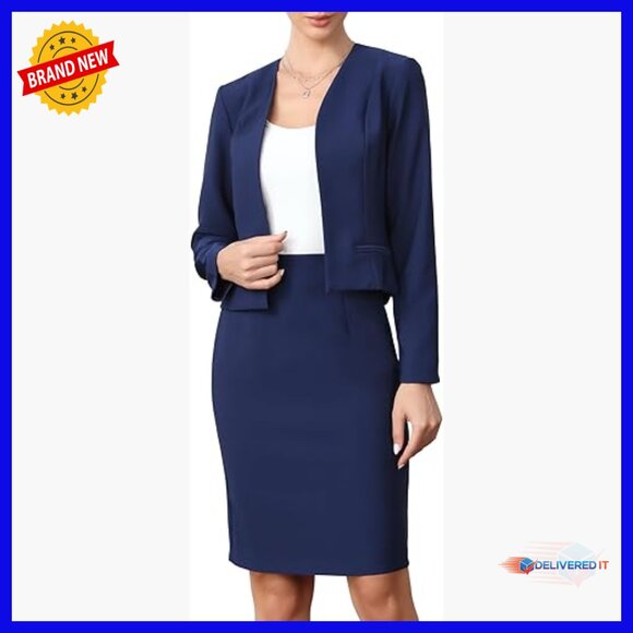 Women's Business Skirt Suit Set Blazer Pencil Skirt Office Work Outfit